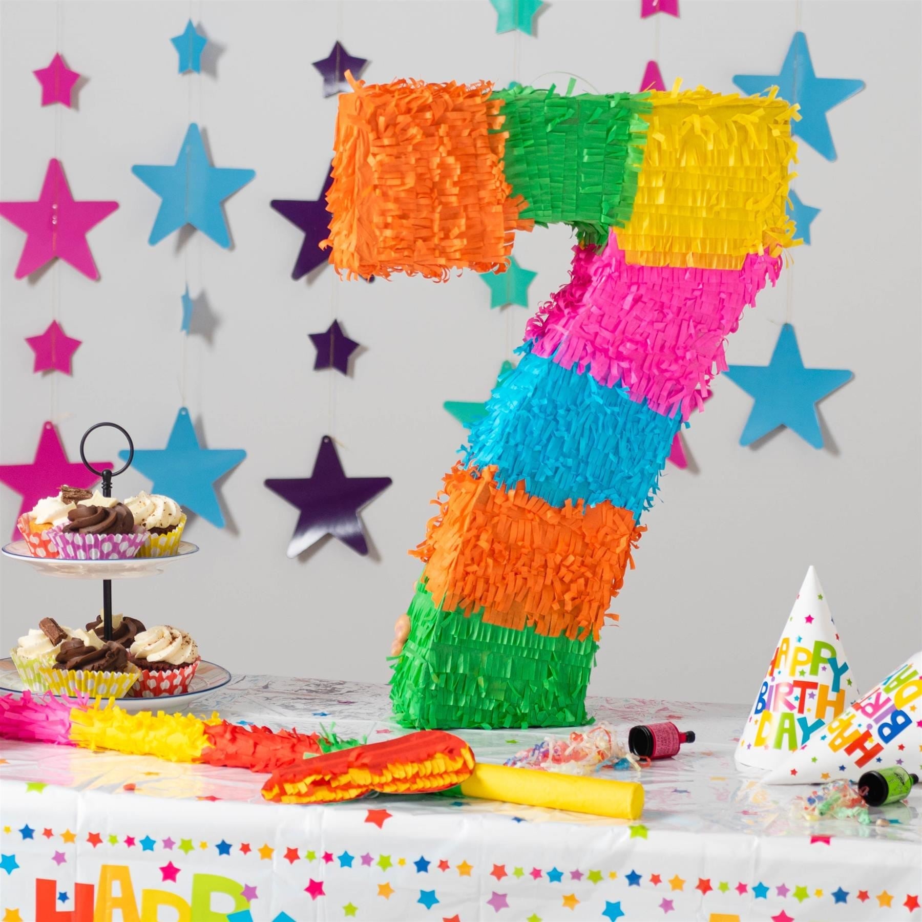 Number 7 Pop-Out Pinata with Stick & Blindfold - Multi Stick