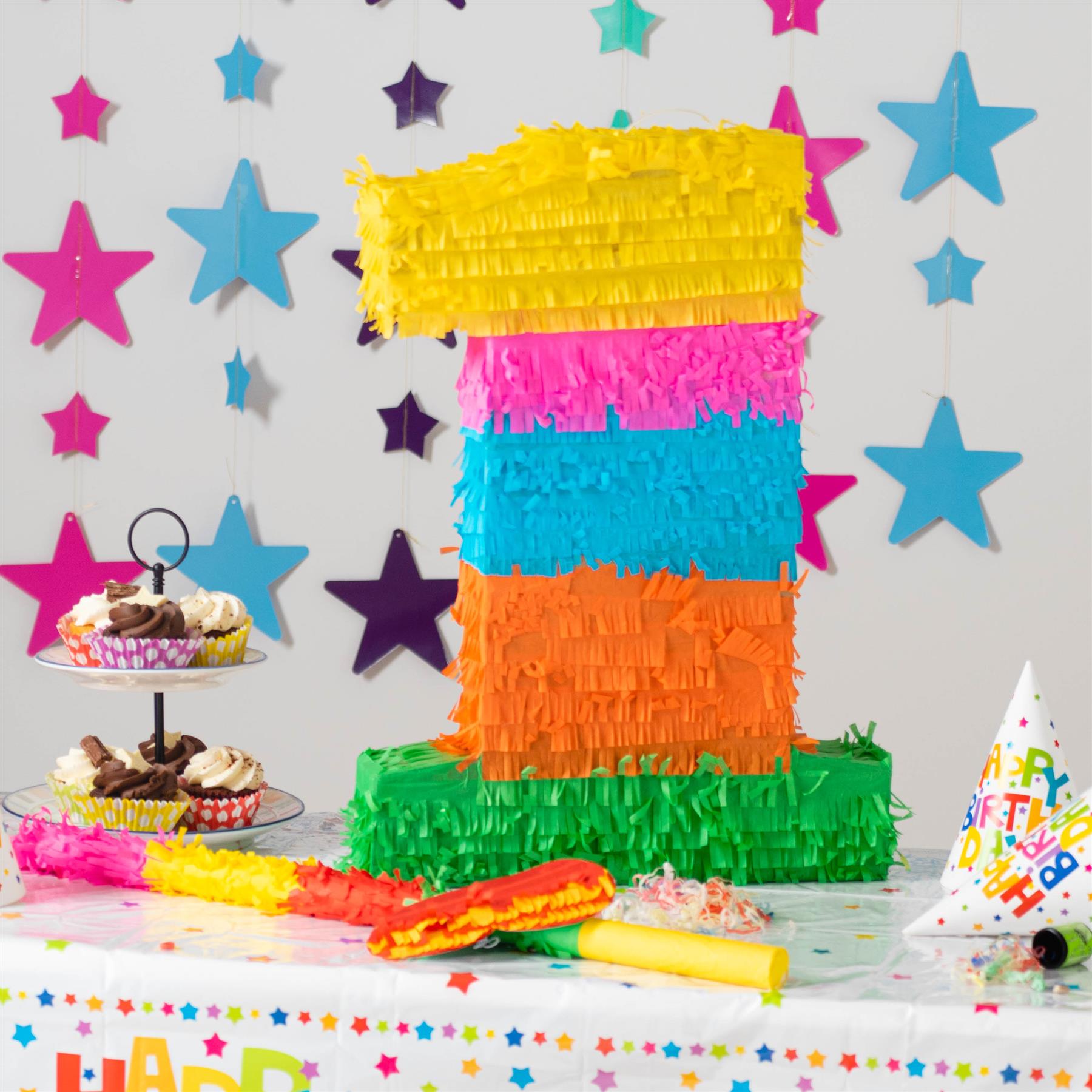 Number 1 Pop-Out Pinata with Stick & Blindfold - Multi Stick