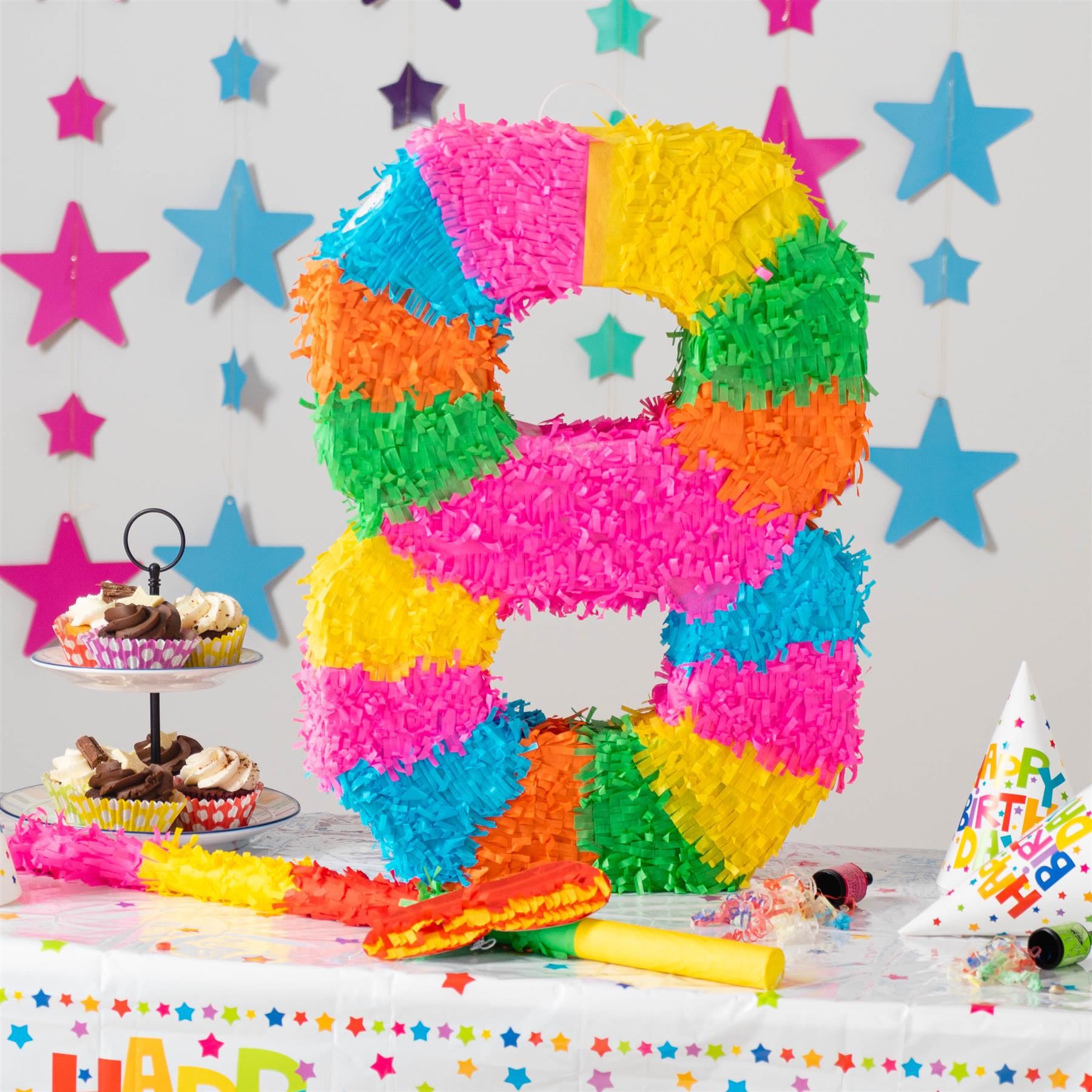Number 8 Pop-Out Pinata with Stick & Blindfold - Multi Stick