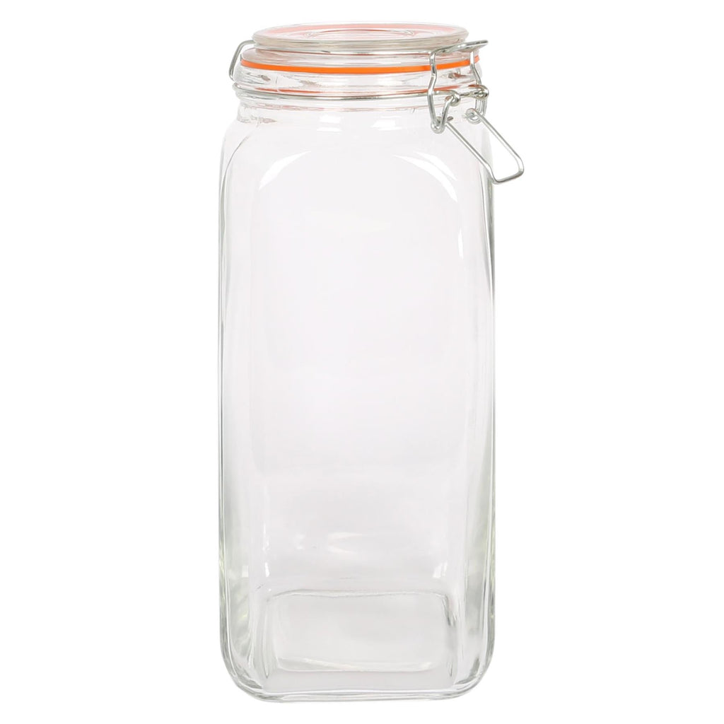 2L Square Glass Jar with Clip-Top Lid