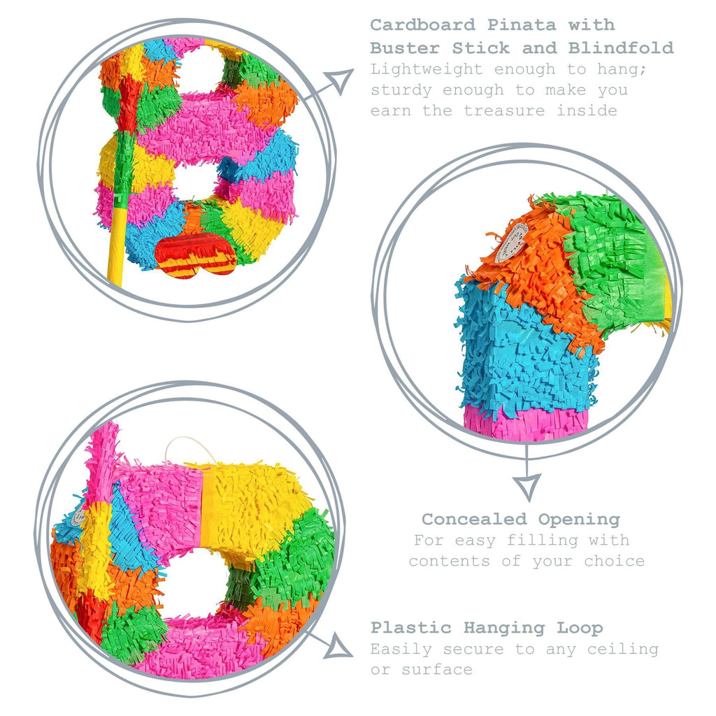 Number 8 Pop-Out Pinata with Stick & Blindfold - Multi Stick