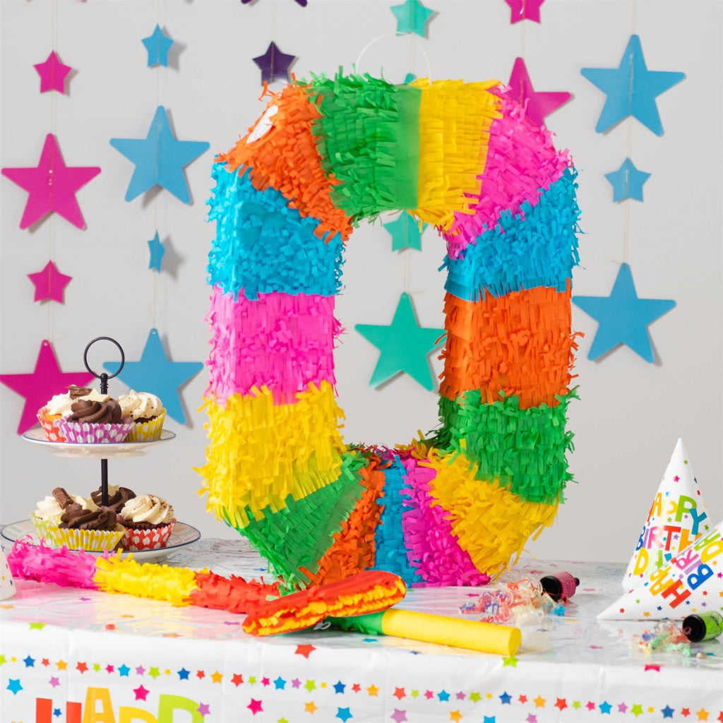 Number 0 Pop-Out Pinata with Stick & Blindfold - Multi Stick