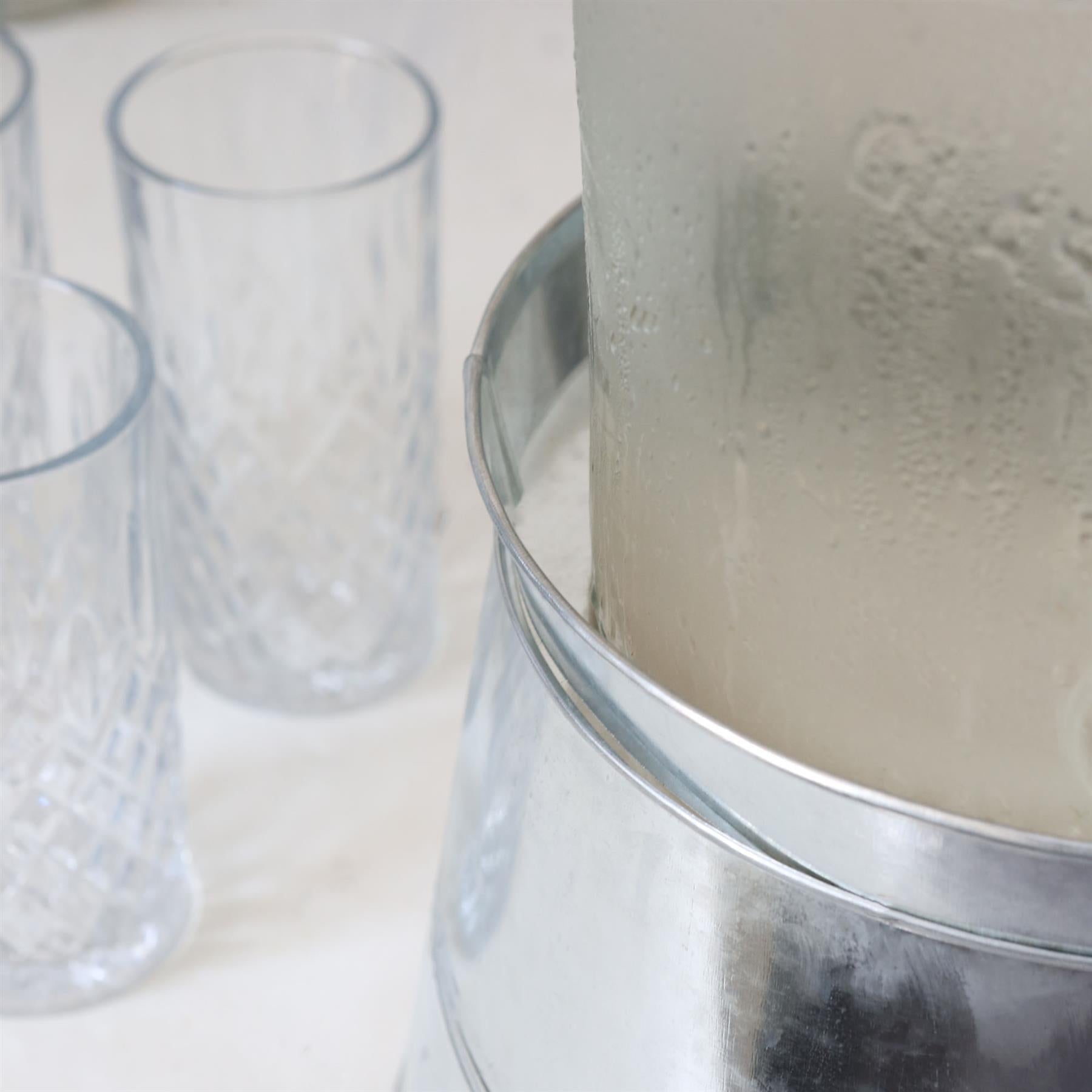 6.5L Glass Drinks Dispenser with Tap & Bucket Stand