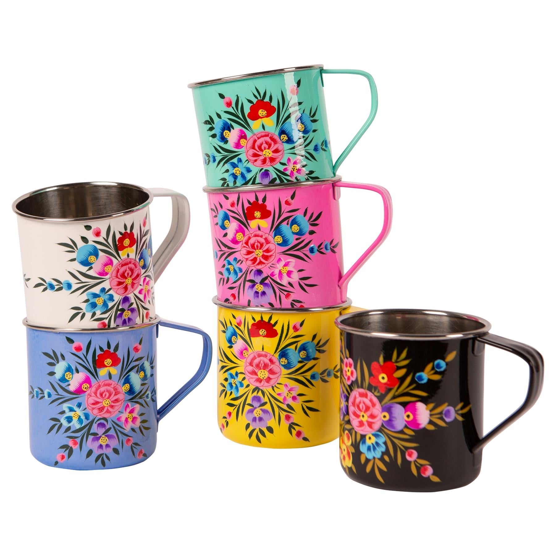 Pansy 450ml Hand-Painted Camping Mug