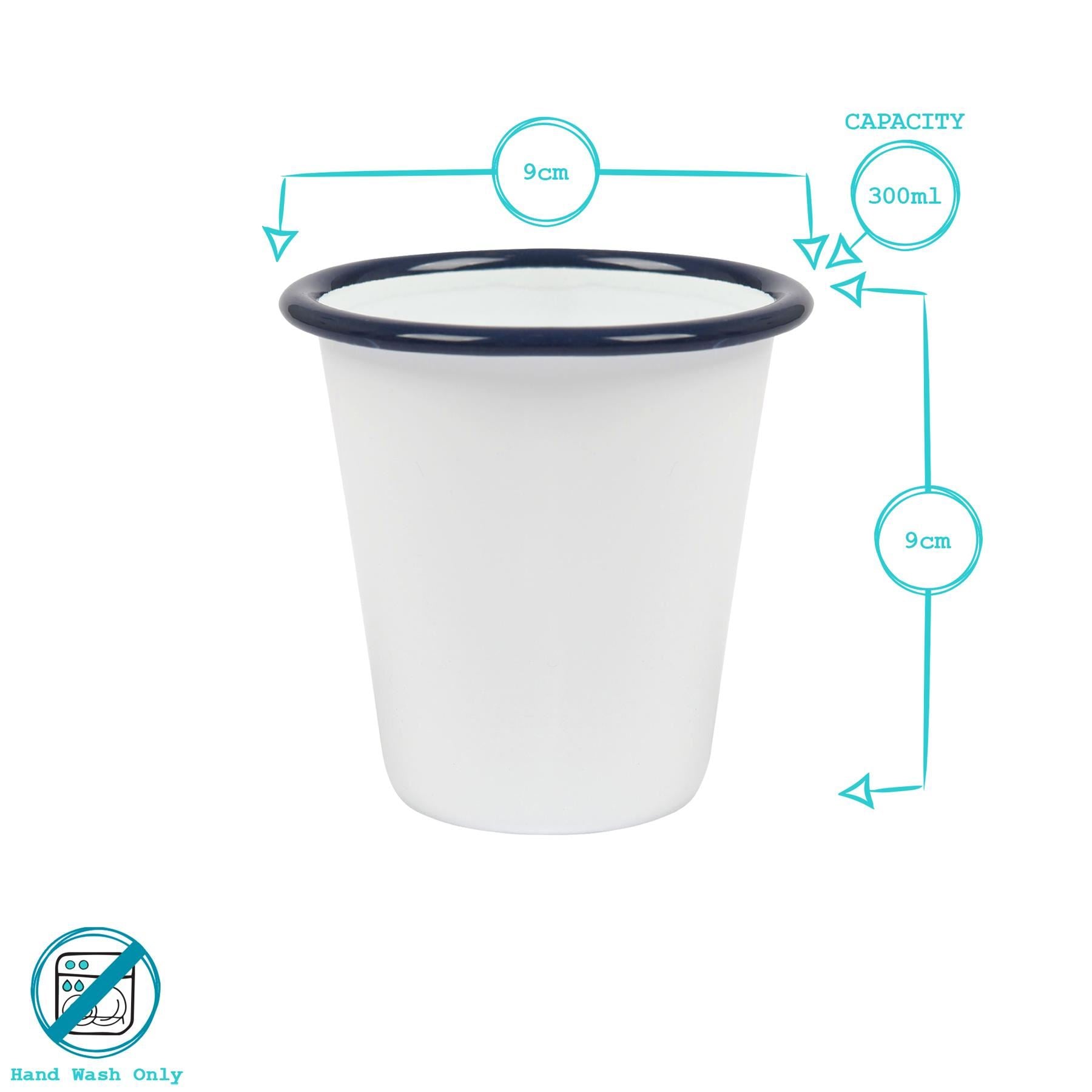 300ml White Enamel Tumblers - Pack of Six