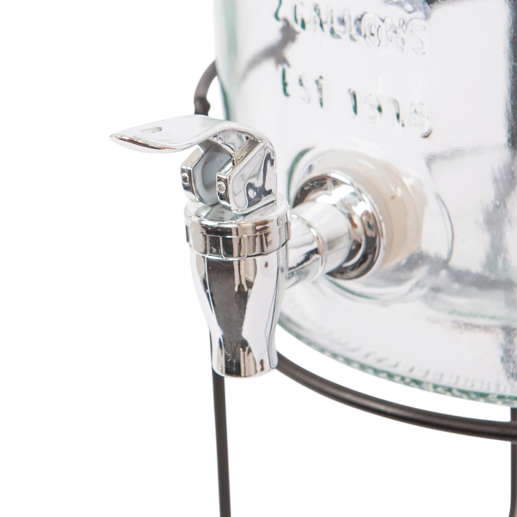 8.7L Glass Drinks Dispenser with Tap & Bucket Stand