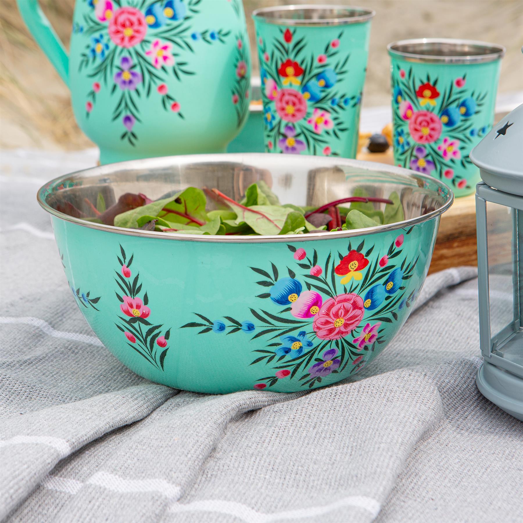 Pansy Hand-Painted Picnic Salad Bowl - 21.5cm