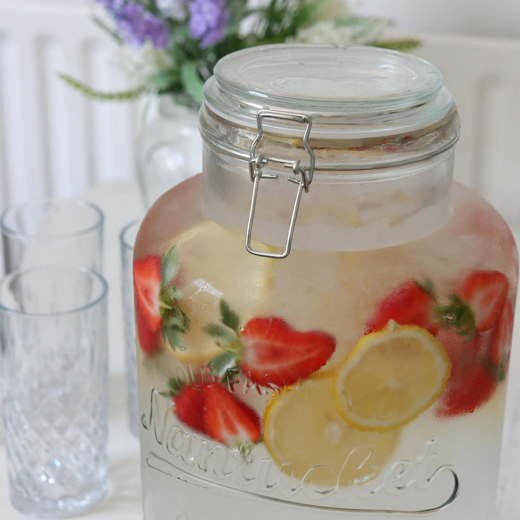 8.7L Glass Drinks Dispenser with Tap & Bucket Stand