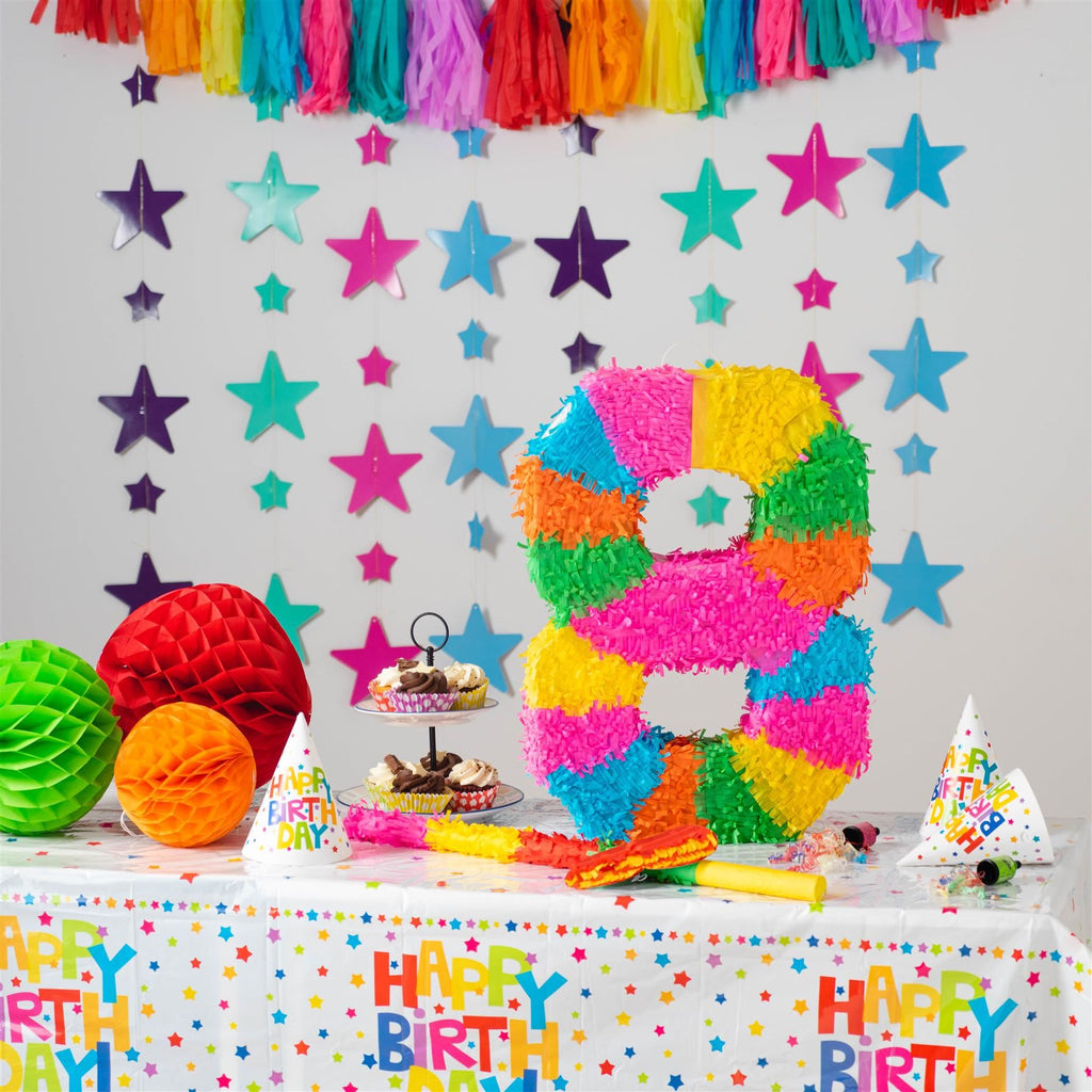 Number 8 Pop-Out Pinata with Stick & Blindfold - Multi Stick