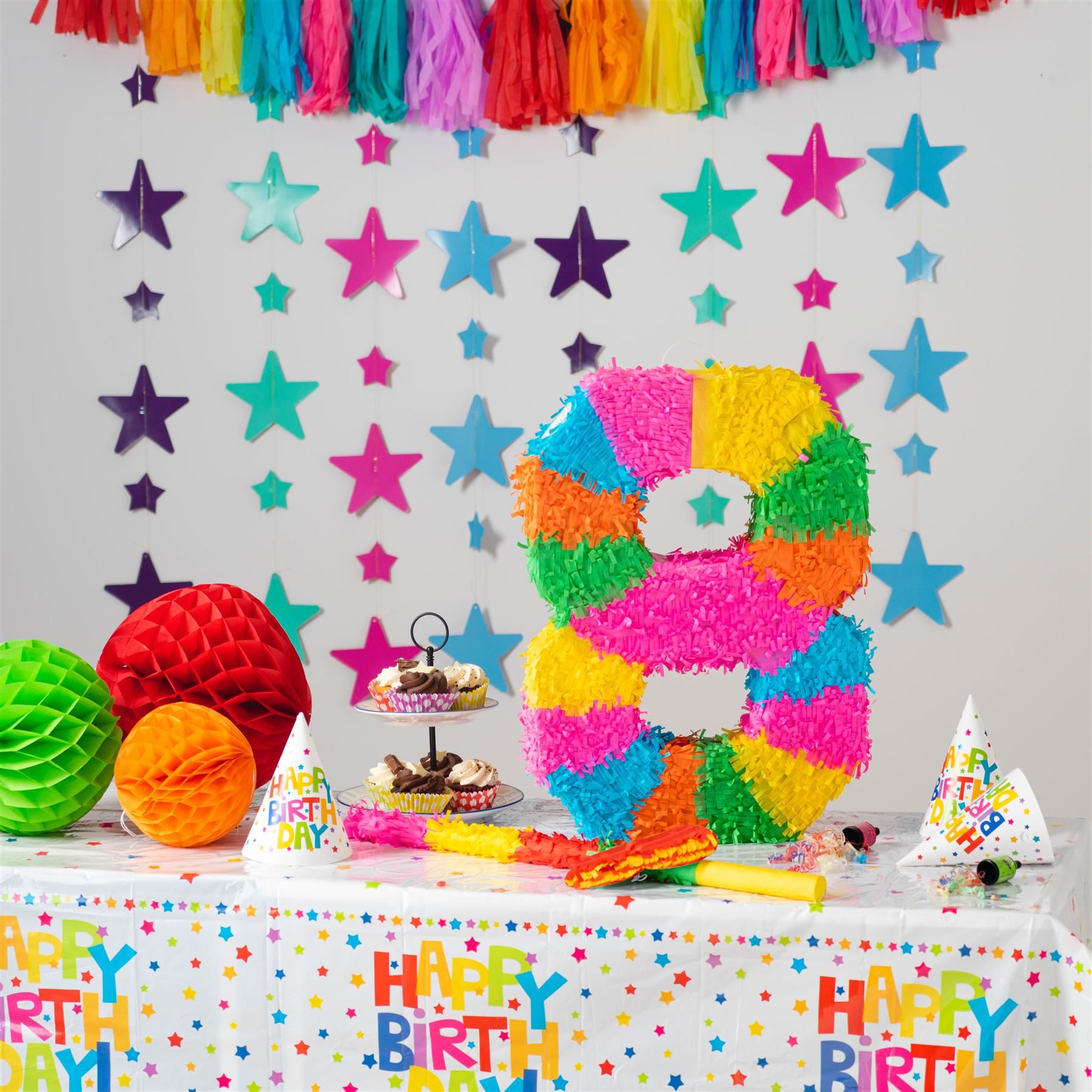 Number 8 Pop-Out Pinata with Stick & Blindfold - Multi Stick