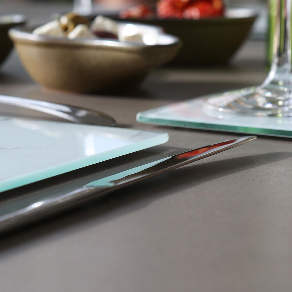 12pc Rectangle Glass Placemats & Square Coasters Set - 30cm x 20cm - Marble