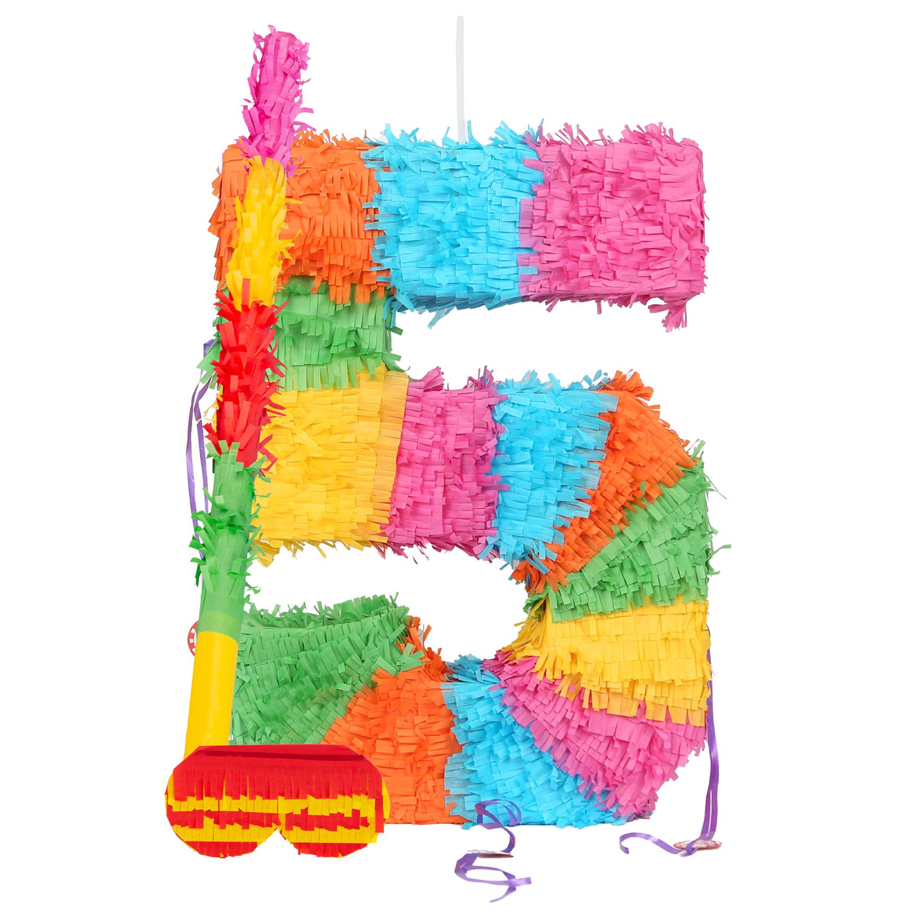 Number 5 Pop-Out Pinata with Stick & Blindfold - Multi Stick
