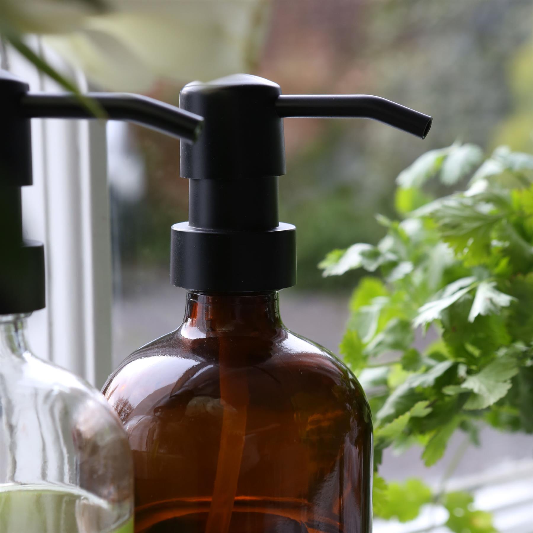 2pc Glass Soap Dispenser Set with Ceramic Tray & Labels - 500ml