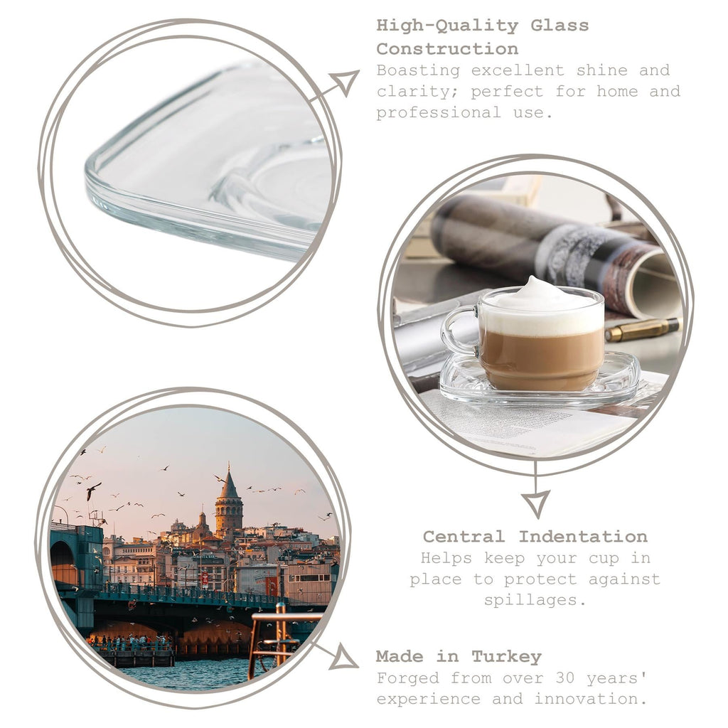 12.5cm Cozy Glass Espresso Saucers - Pack of Six