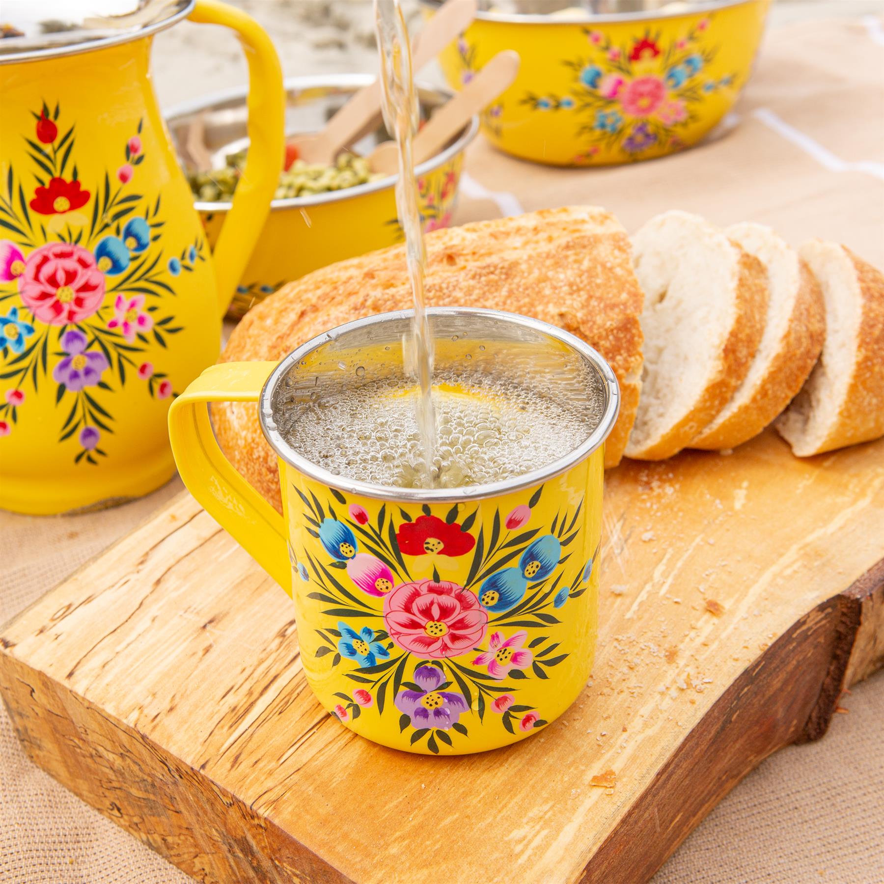 Pansy 450ml Hand-Painted Camping Mug