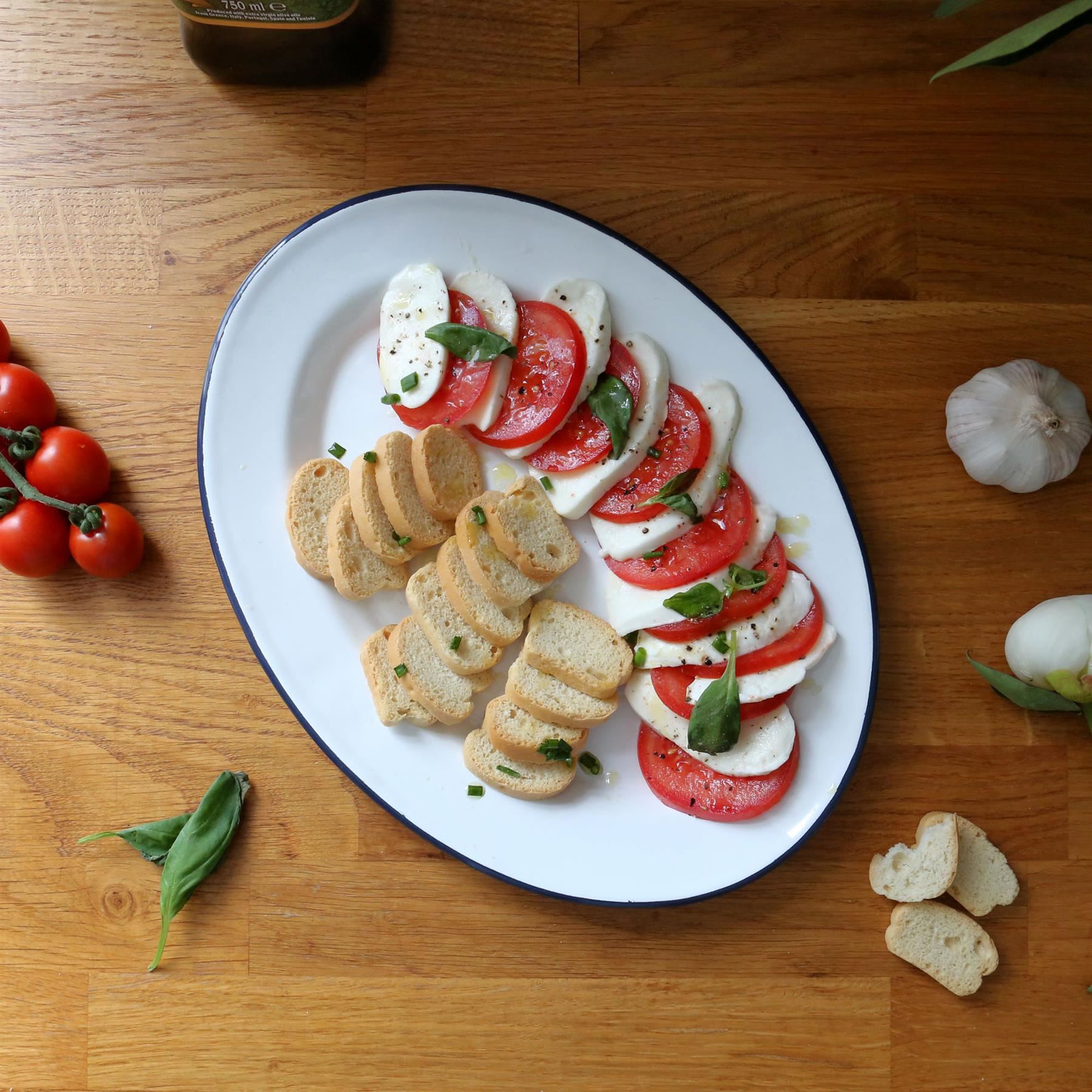 White Enamel Serving Platter - 30.5cm x 22.5cm