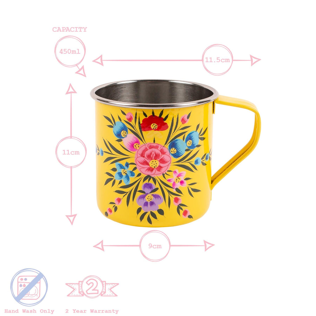 Pansy 450ml Hand-Painted Camping Mugs - Pack of Six