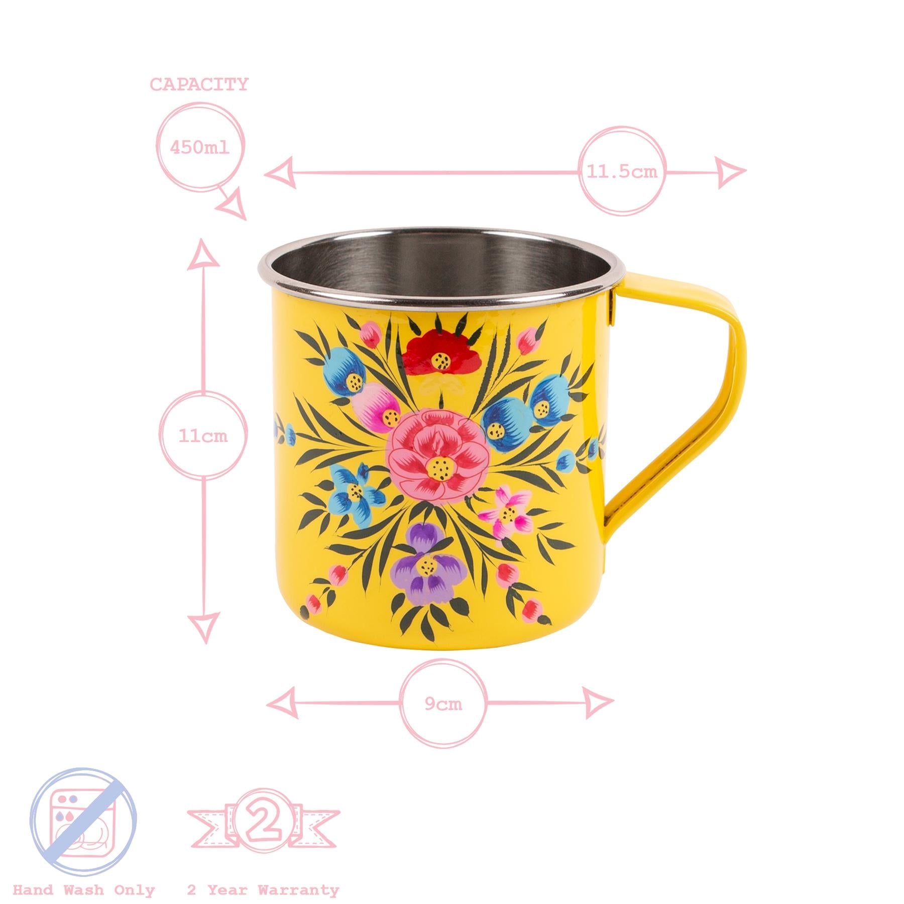 Pansy 450ml Hand-Painted Camping Mugs - Pack of Six