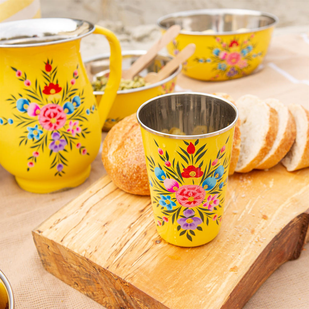 Pansy 400ml Hand-Painted Picnic Cups - Pack of Six