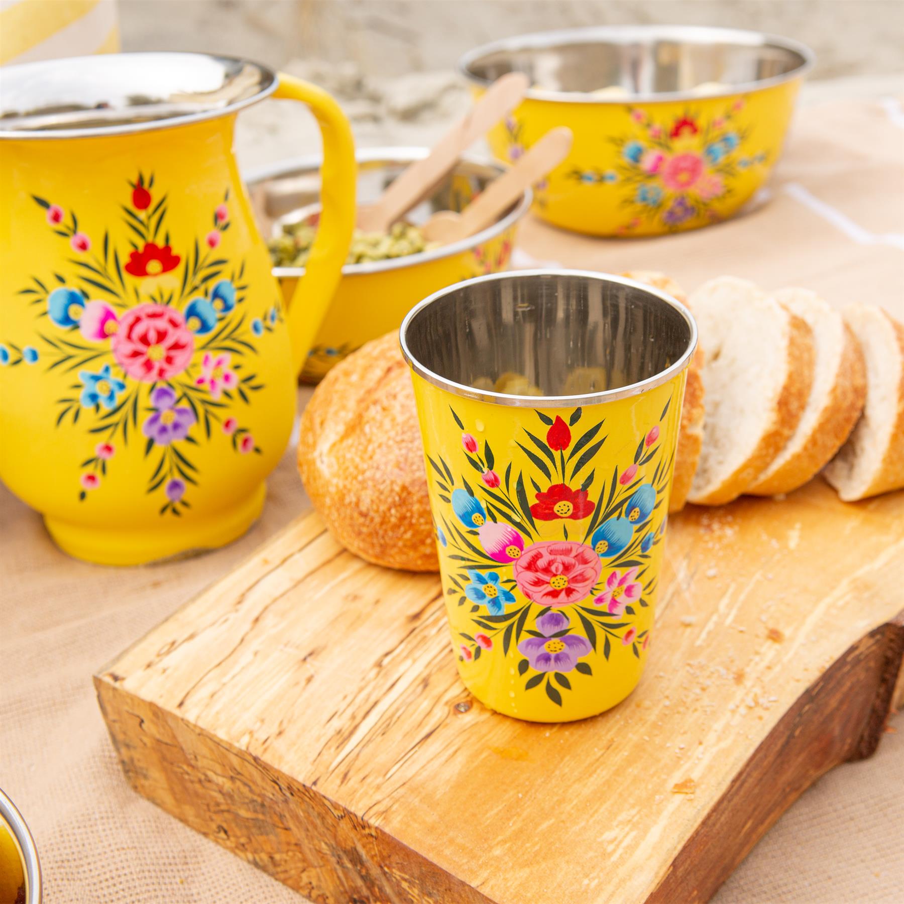 Pansy 400ml Hand-Painted Picnic Cups - Pack of Six