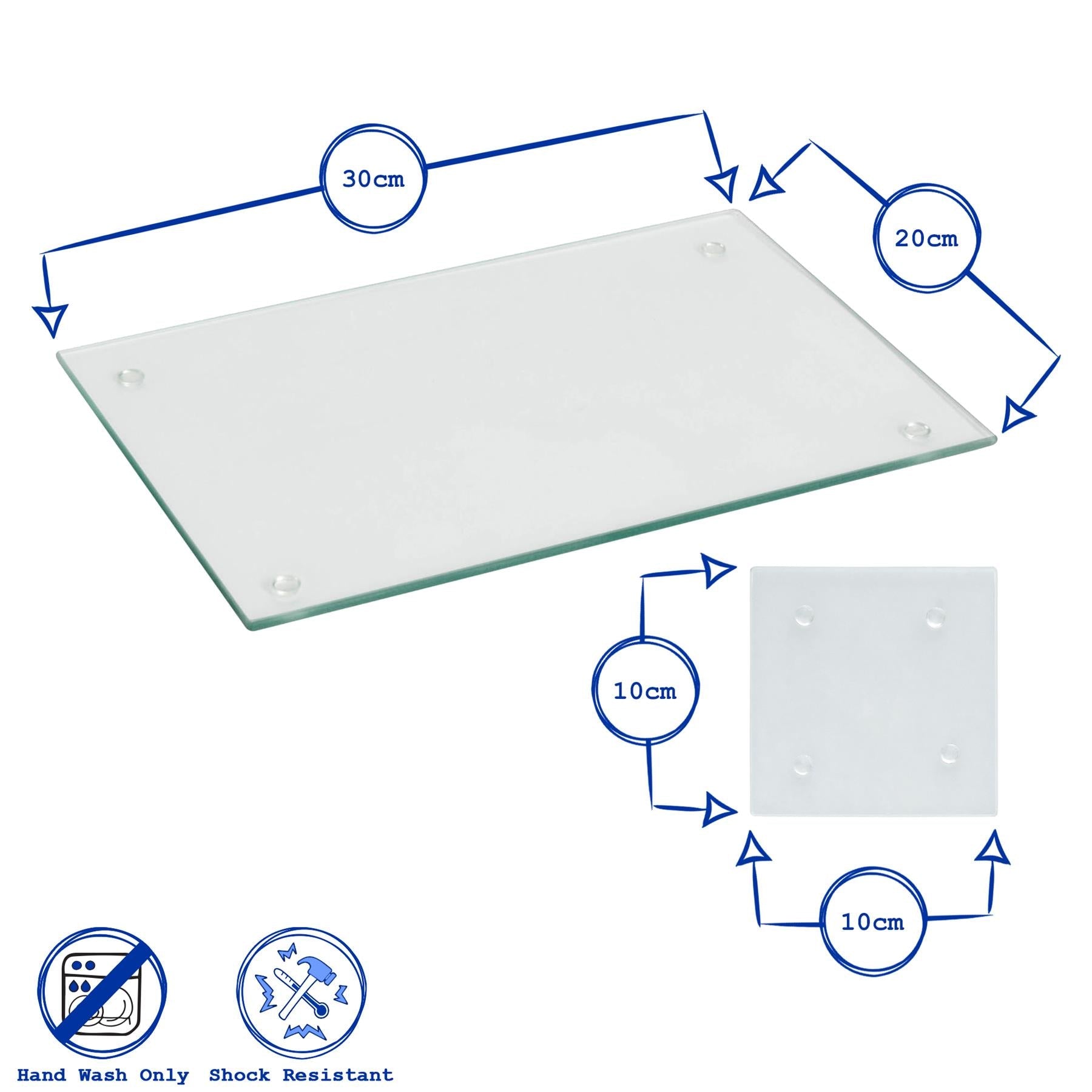 12pc Rectangle Glass Placemats & Square Coasters Set - 30cm x 20cm - Clear