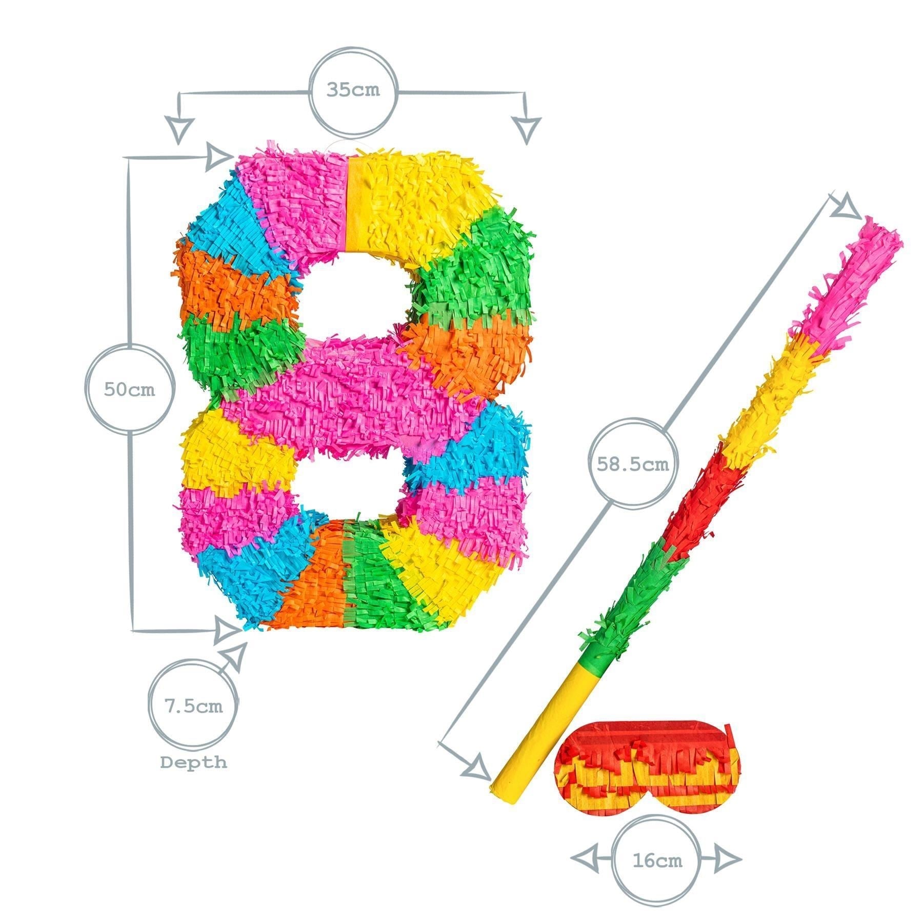 Number 8 Pop-Out Pinata with Stick & Blindfold - Multi Stick