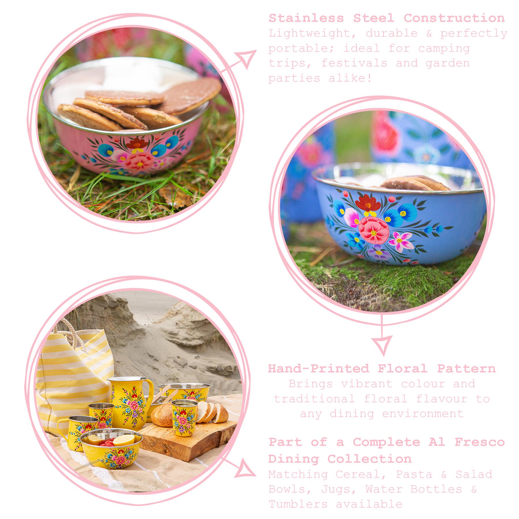 Pansy Hand-Painted Picnic Snack Bowls - 14.5cm - Pack of Six