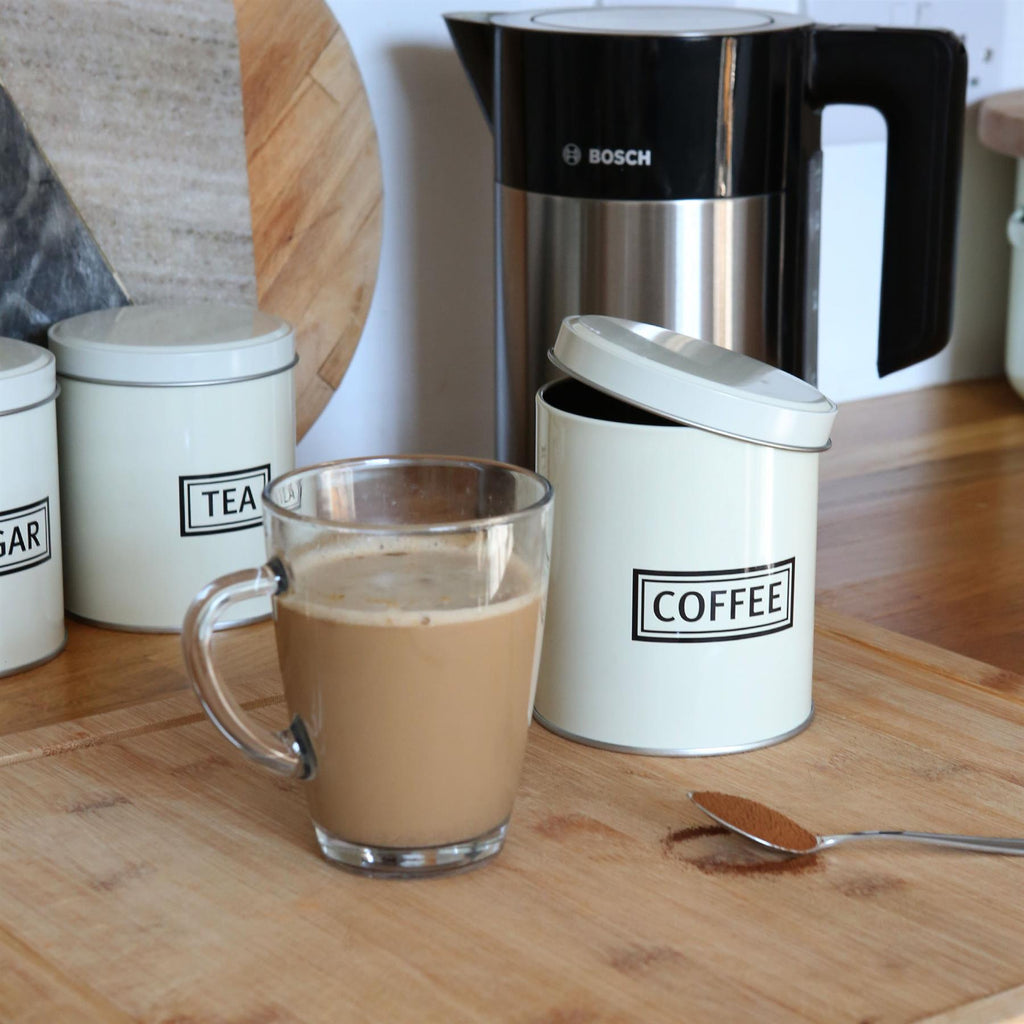 3pc Round Metal Tea Coffee Sugar Canister Set