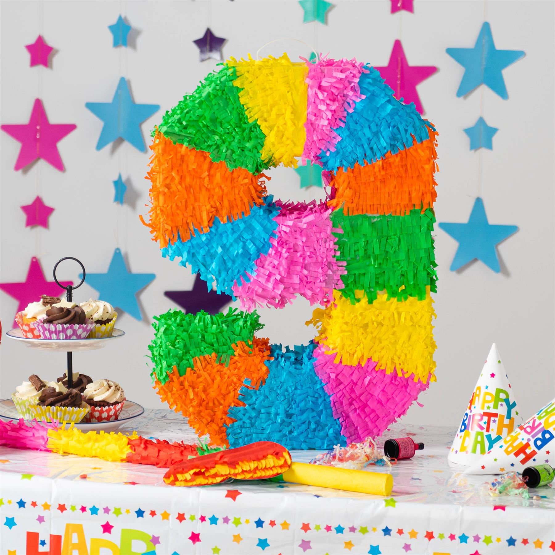 Number 9 Pop-Out Pinata with Stick & Blindfold - Multi Stick