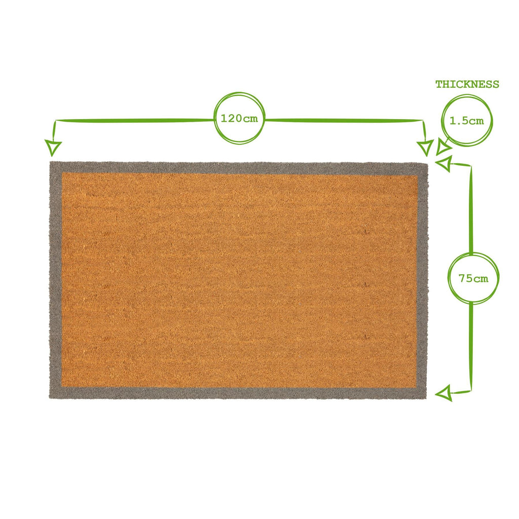 Coir Door Mat - 120cm x 75cm - Grey Border