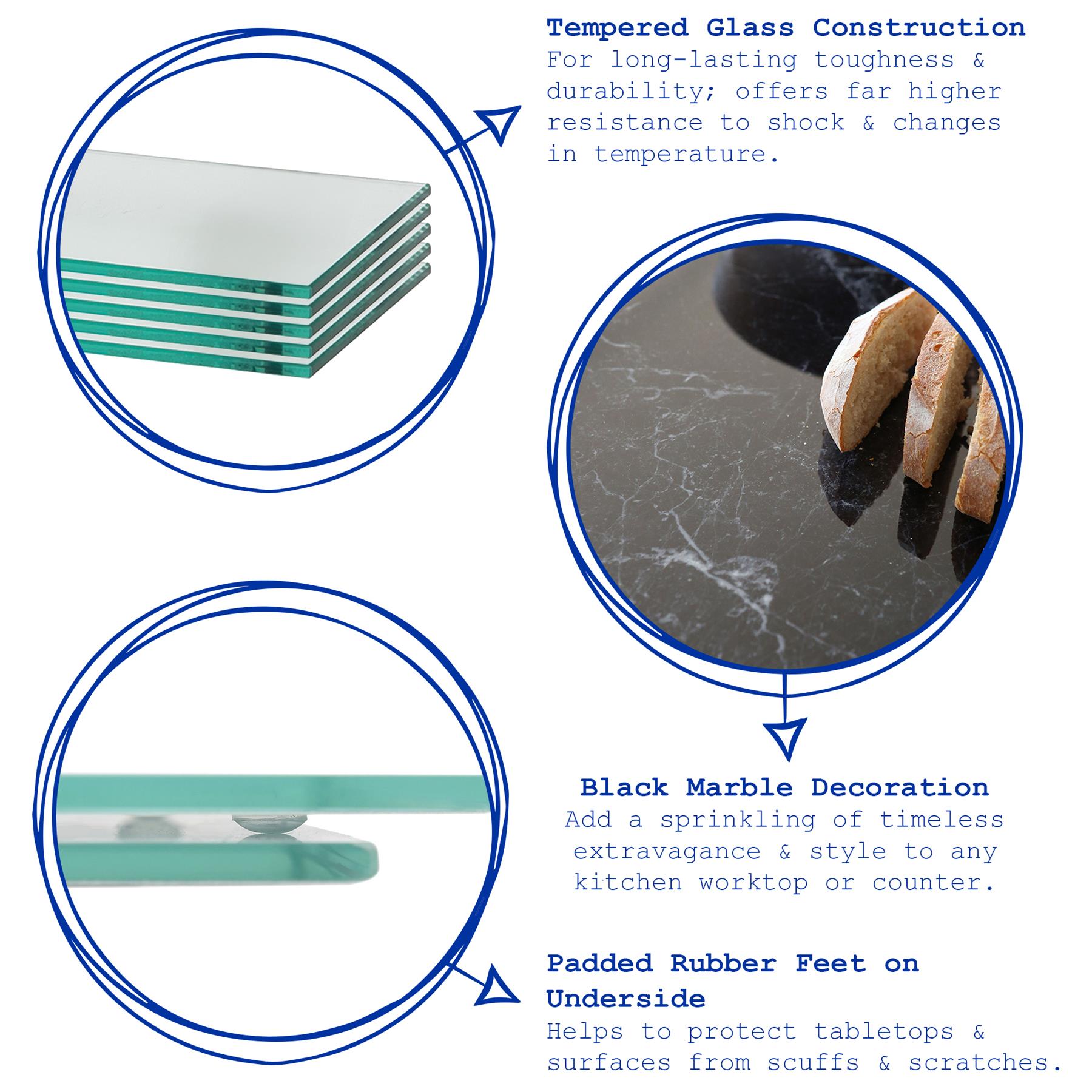 Rectangle Glass Chopping Board - 30cm x 20cm - Marble