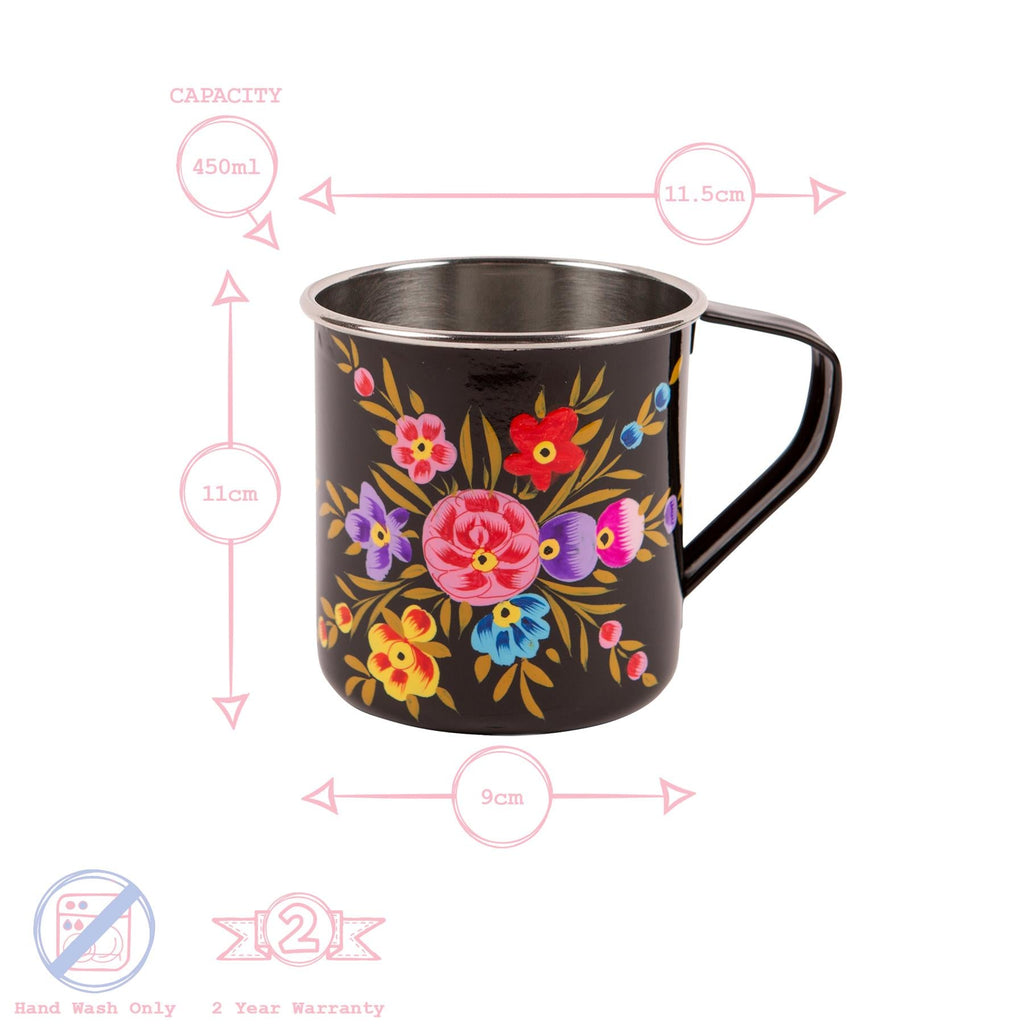 Pansy 450ml Hand-Painted Camping Mugs - Pack of Six