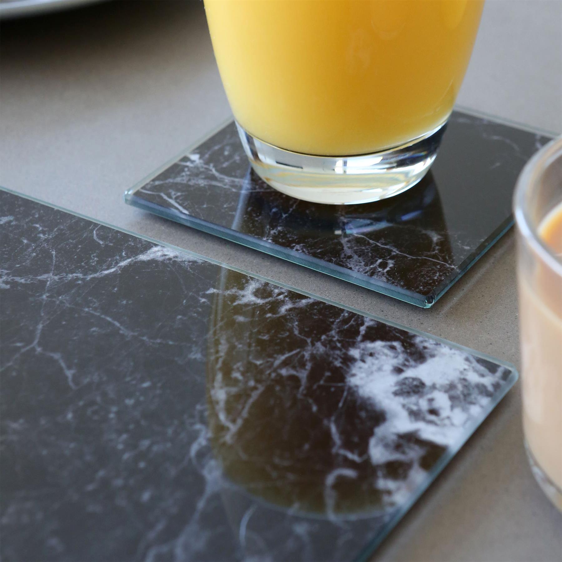 Square Glass Coasters - Marble - Pack of 6