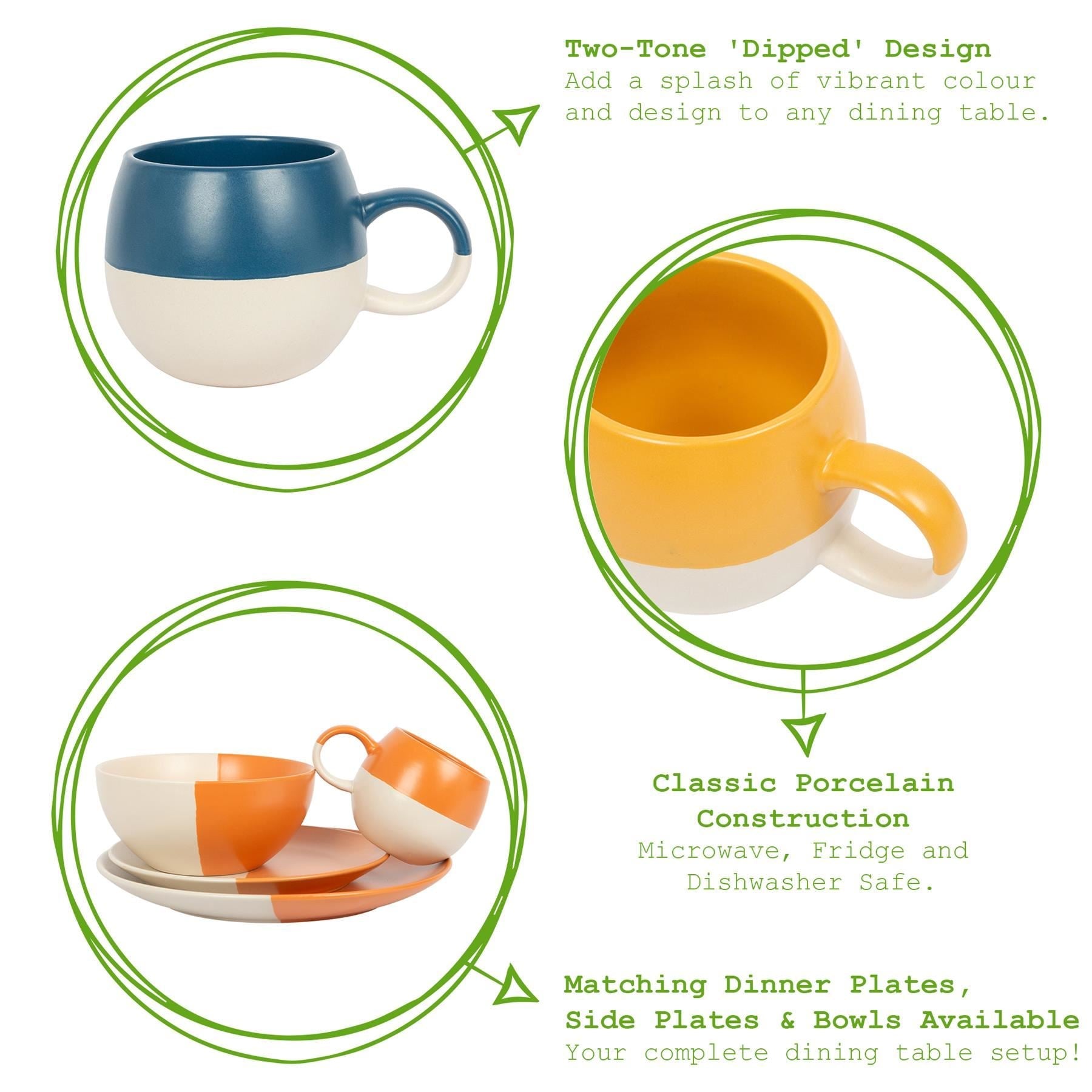 340ml Colour Block Sphere Stoneware Mug - Navy