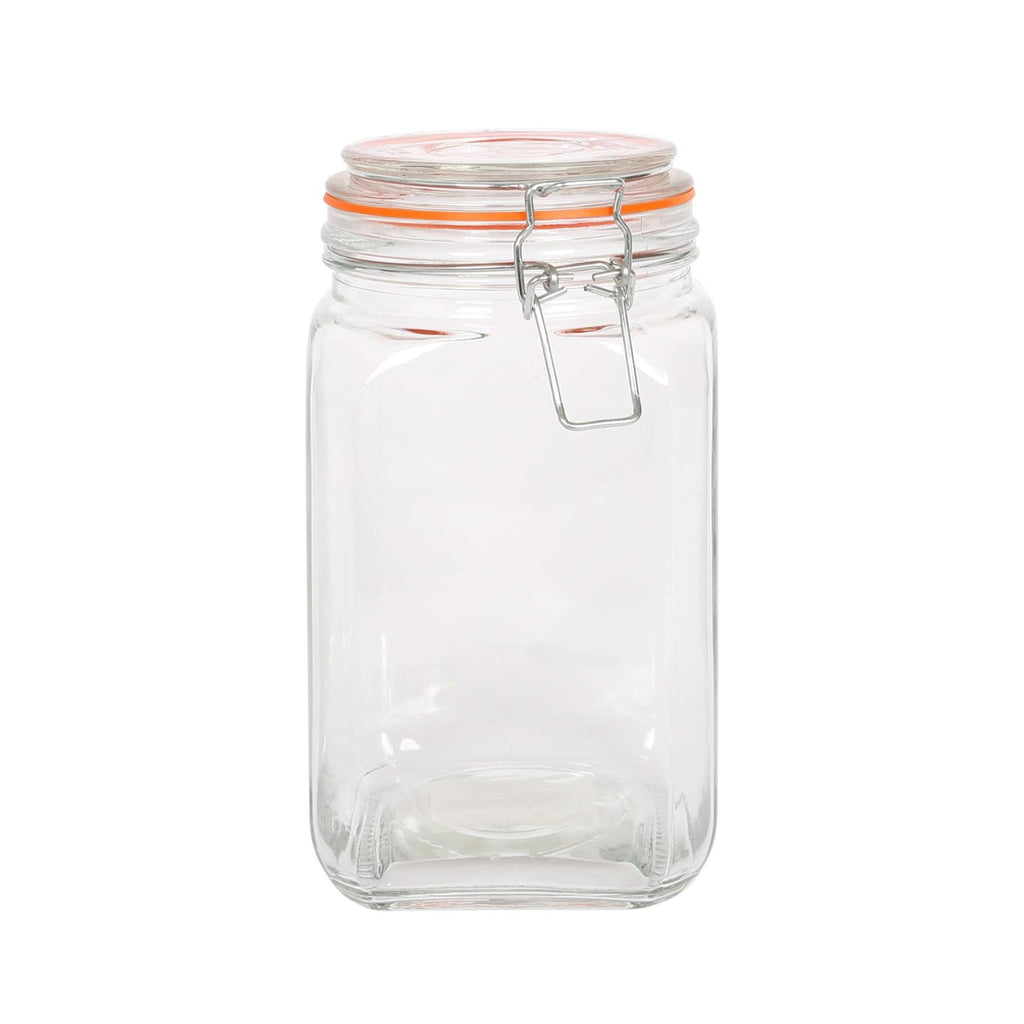 1.25L Square Glass Jar with Clip-Top Lid
