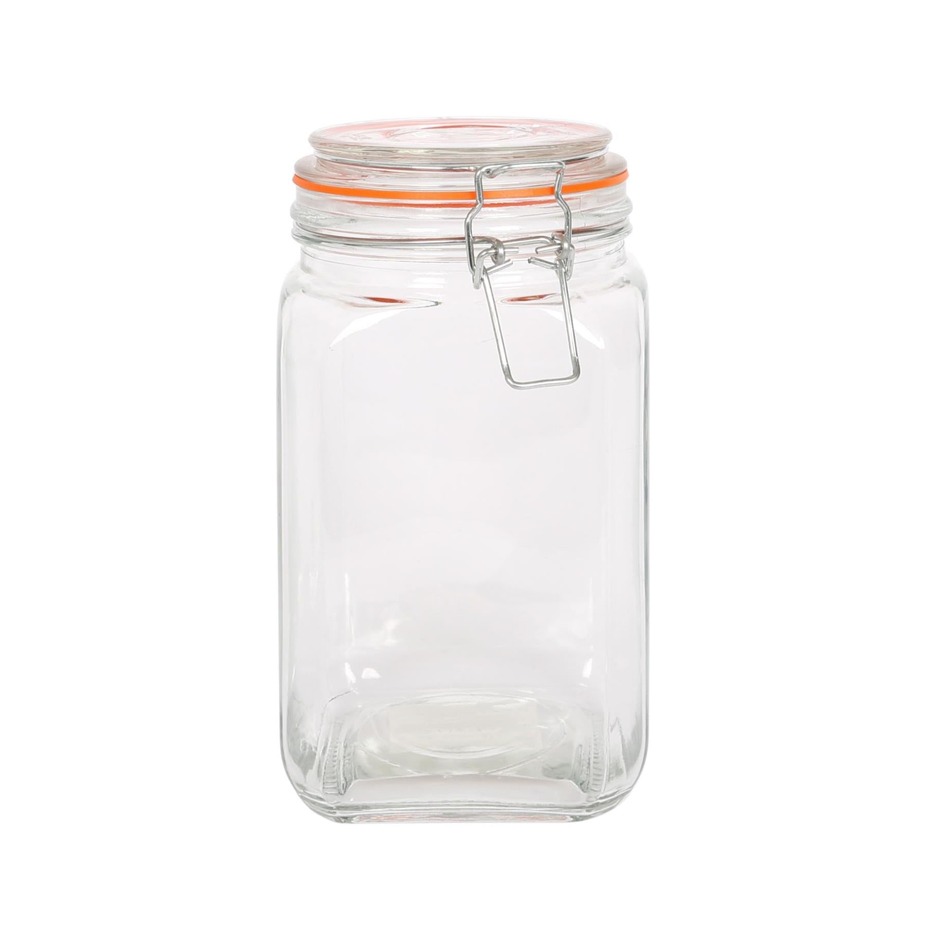 1.25L Square Glass Jar with Clip-Top Lid