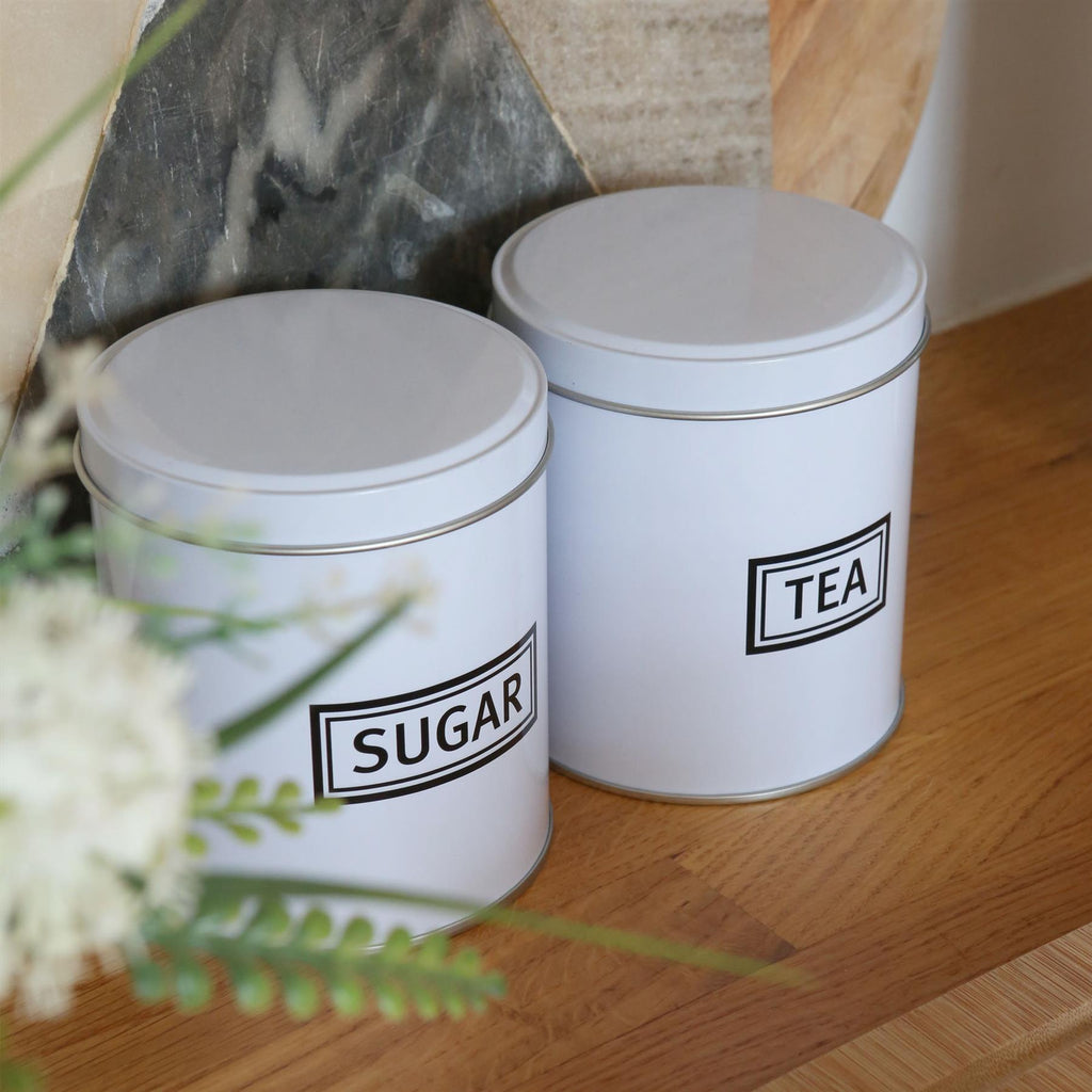3pc Round Metal Tea Coffee Sugar Canister Set
