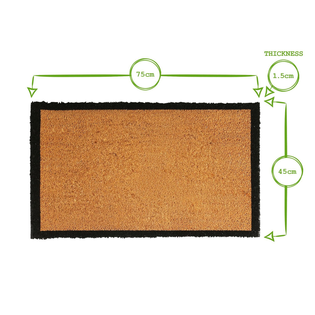 Coir Door Mat - 75cm x 45cm - Black Border