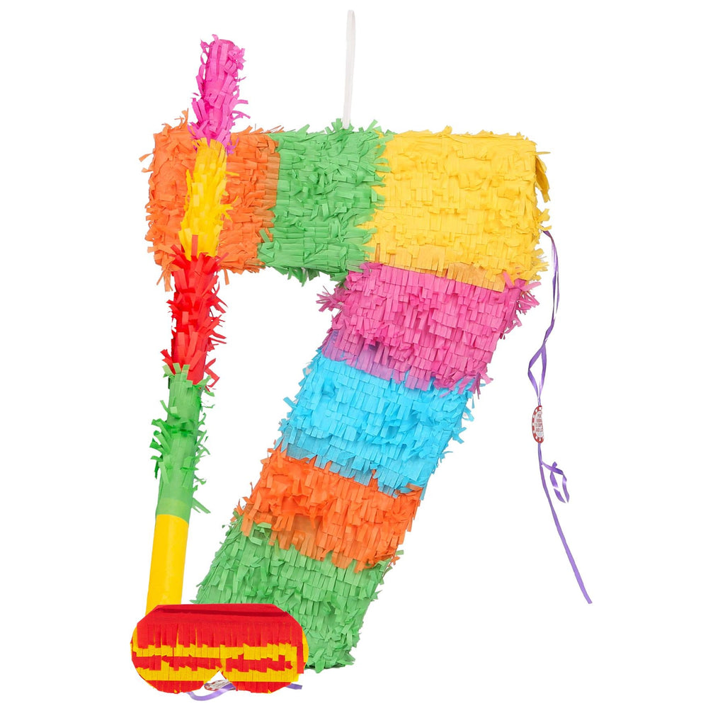Number 7 Pop-Out Pinata with Stick & Blindfold - Multi Stick