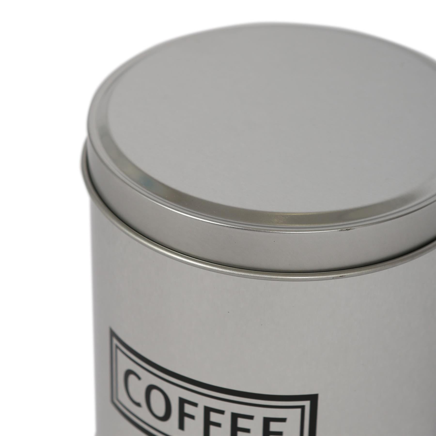 3pc Round Metal Tea Coffee Sugar Canister Set