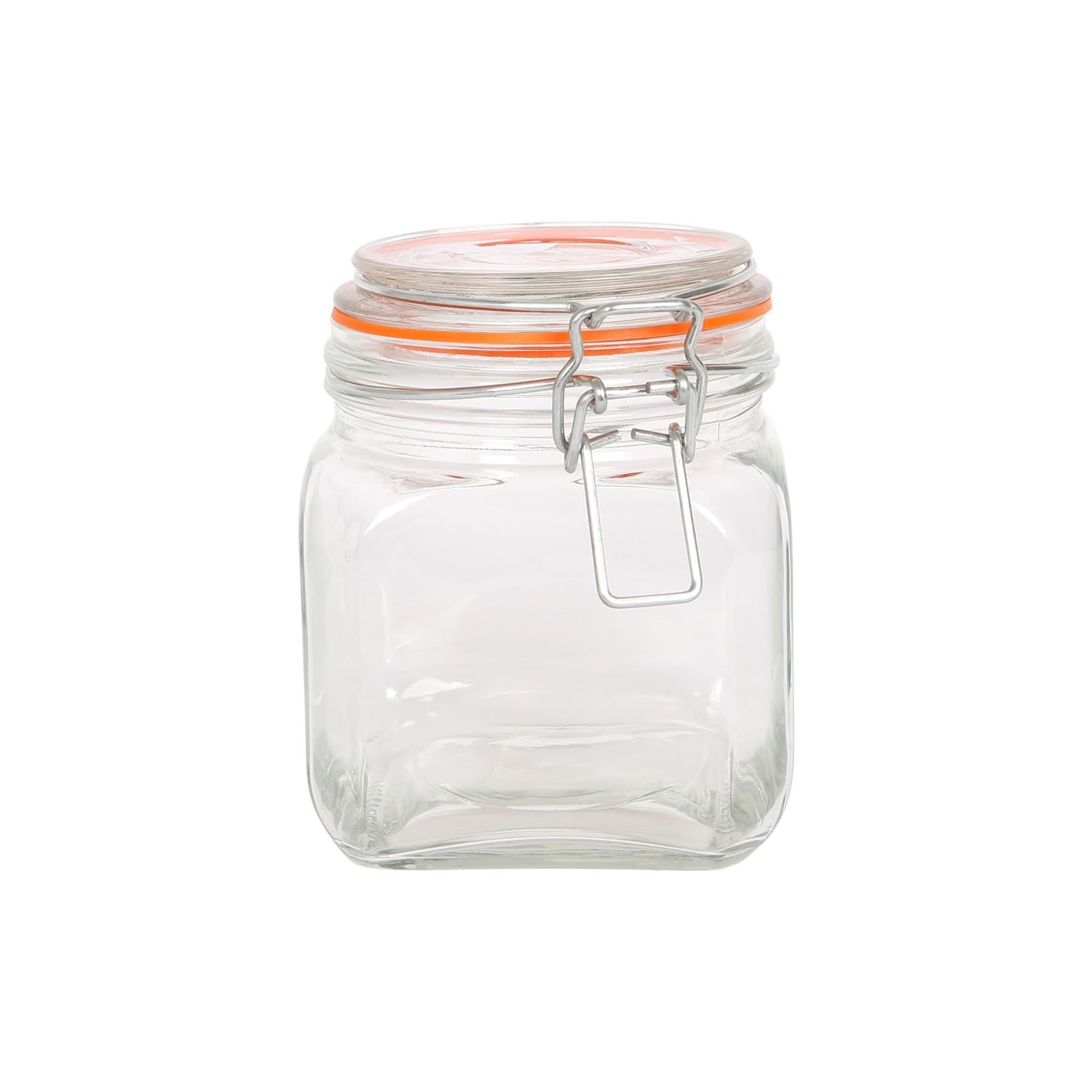 760ml Square Glass Jar with Clip-Top Lid