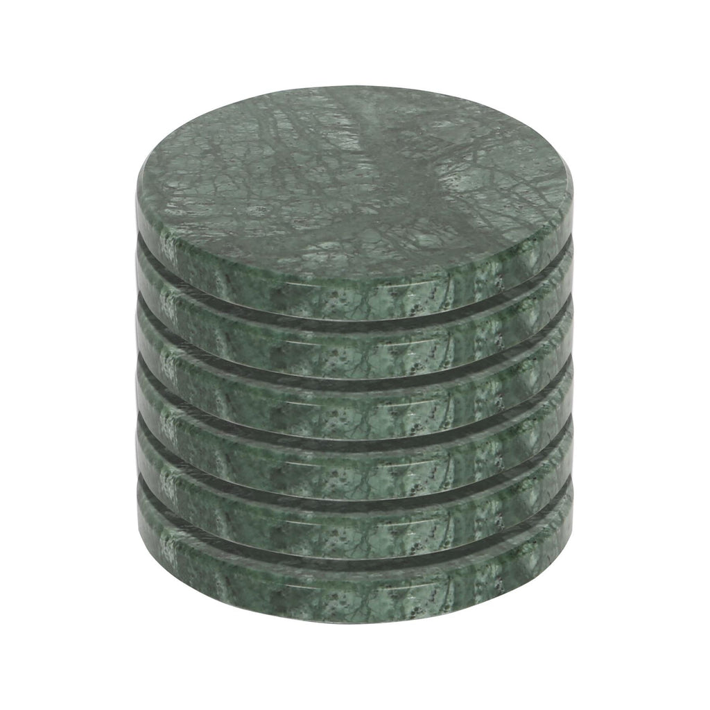 Round Marble Coasters - 10cm - Green - Pack of 6