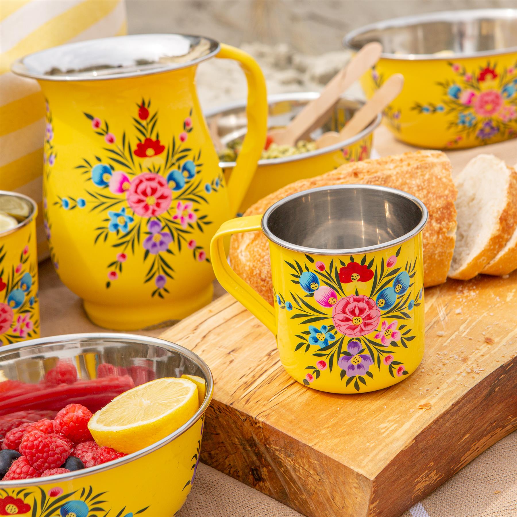 Pansy 450ml Hand-Painted Camping Mug