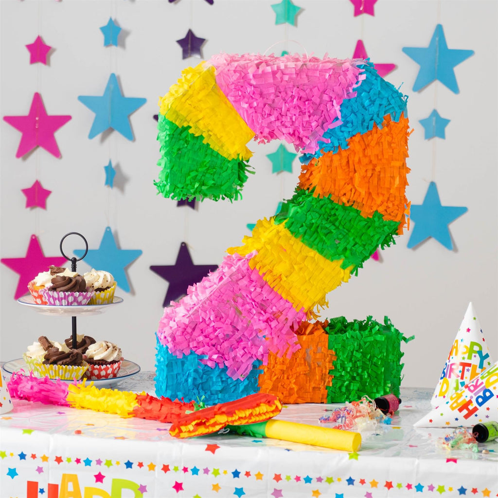 Number 2 Pop-Out Pinata with Stick & Blindfold - Multi Stick