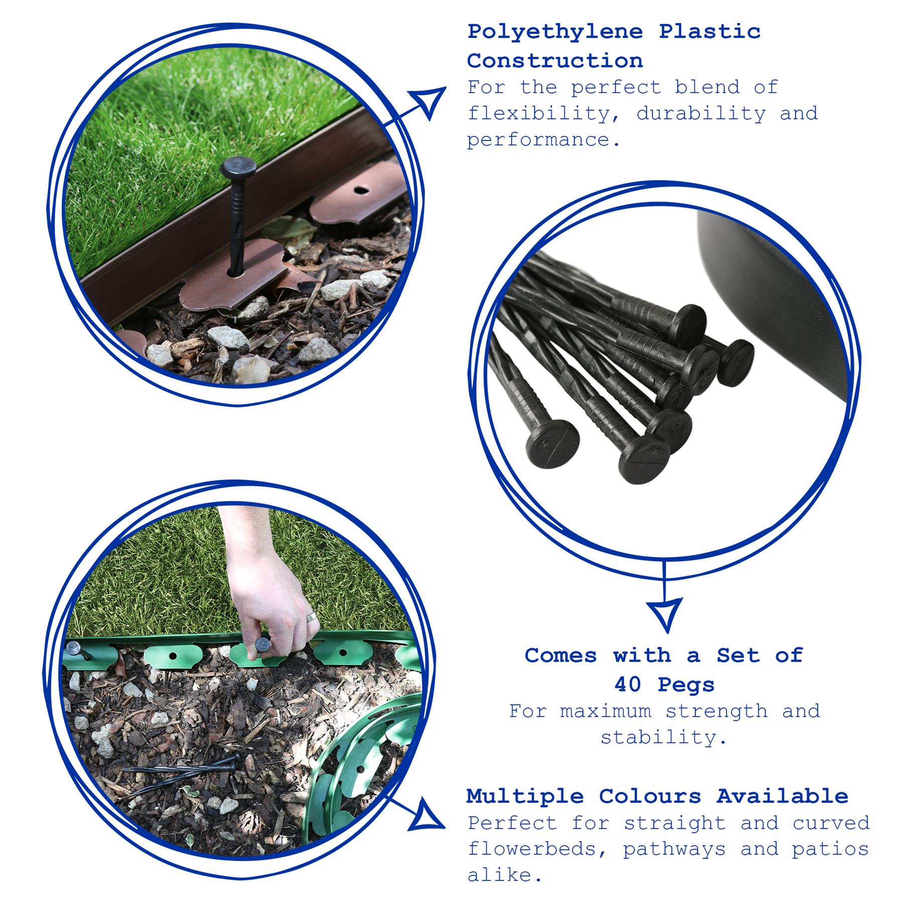 Flexible Plastic Lawn & Path Edging - 10m x 4cm
