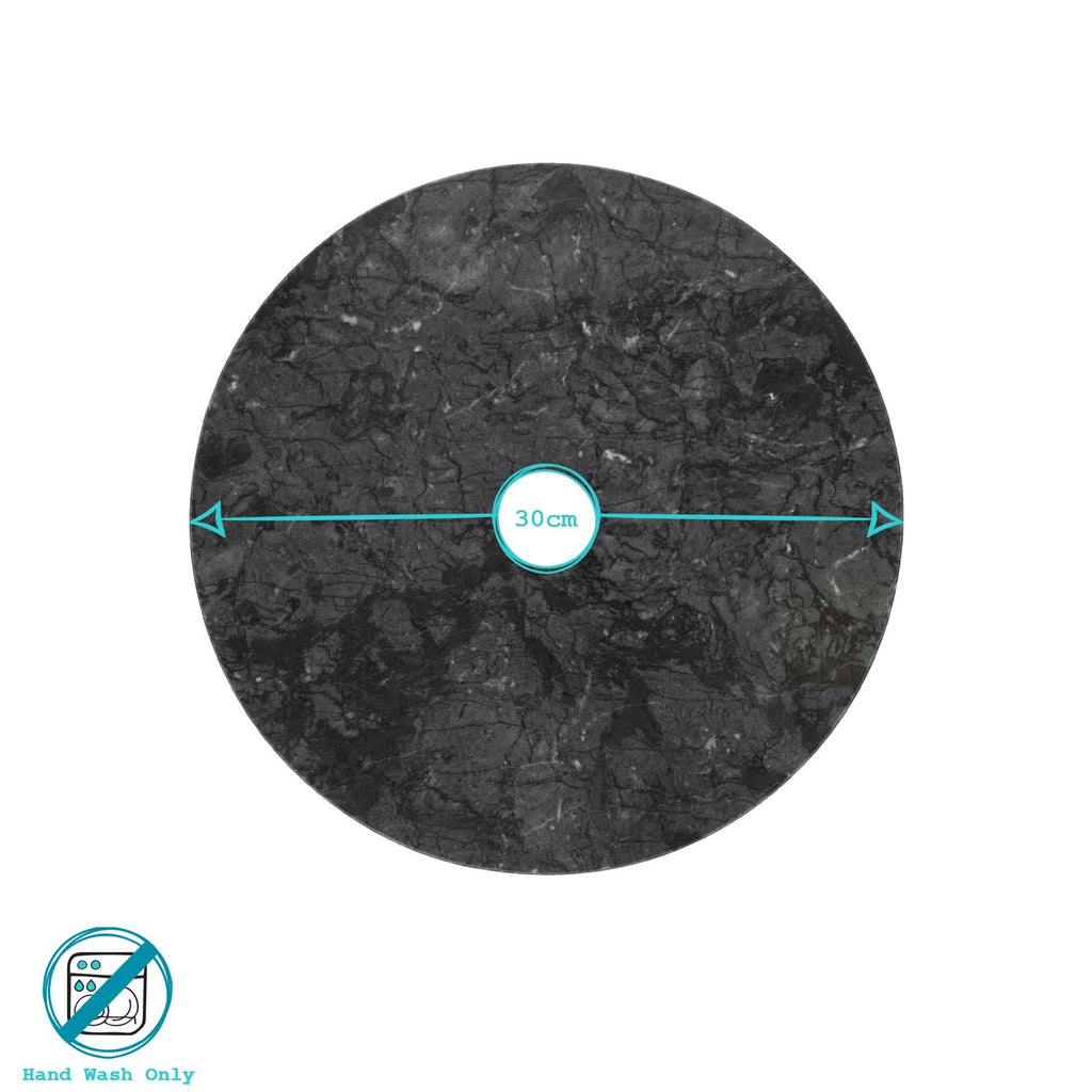 12pc Round Marble Placemats & Square Coasters Set - 30cm - Green