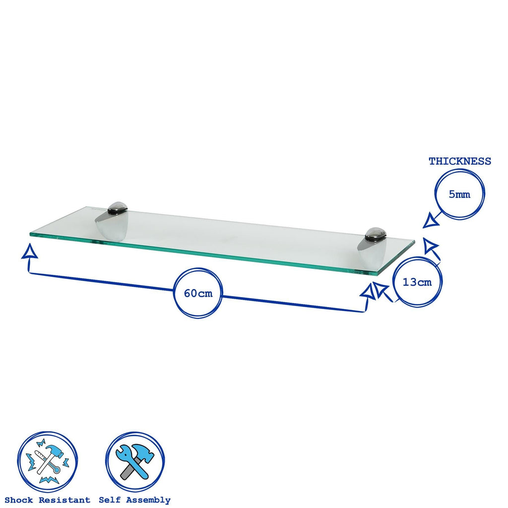 Floating Glass Bathroom Shelf - 60cm