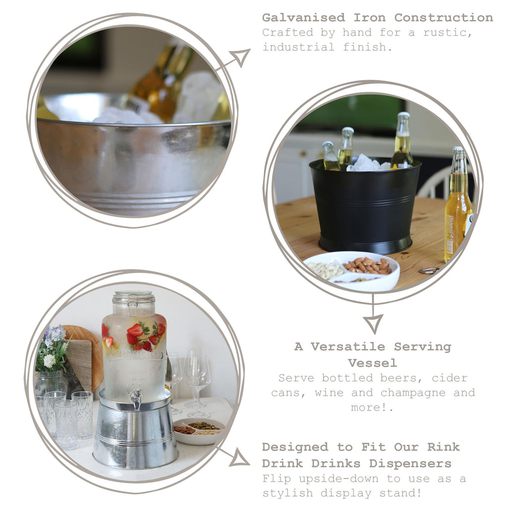 Handmade Galvanized Iron Ice Bucket - 26.5cm