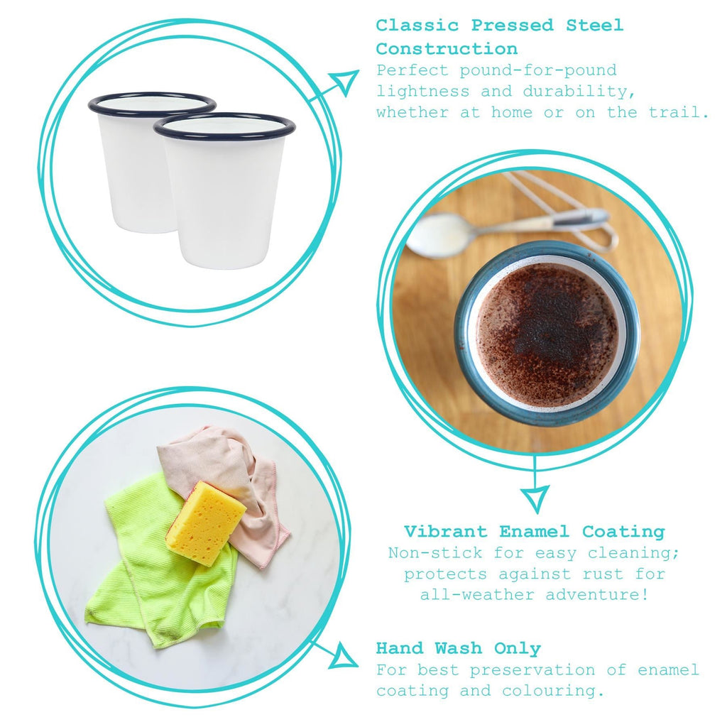 300ml White Enamel Tumblers - Pack of Six