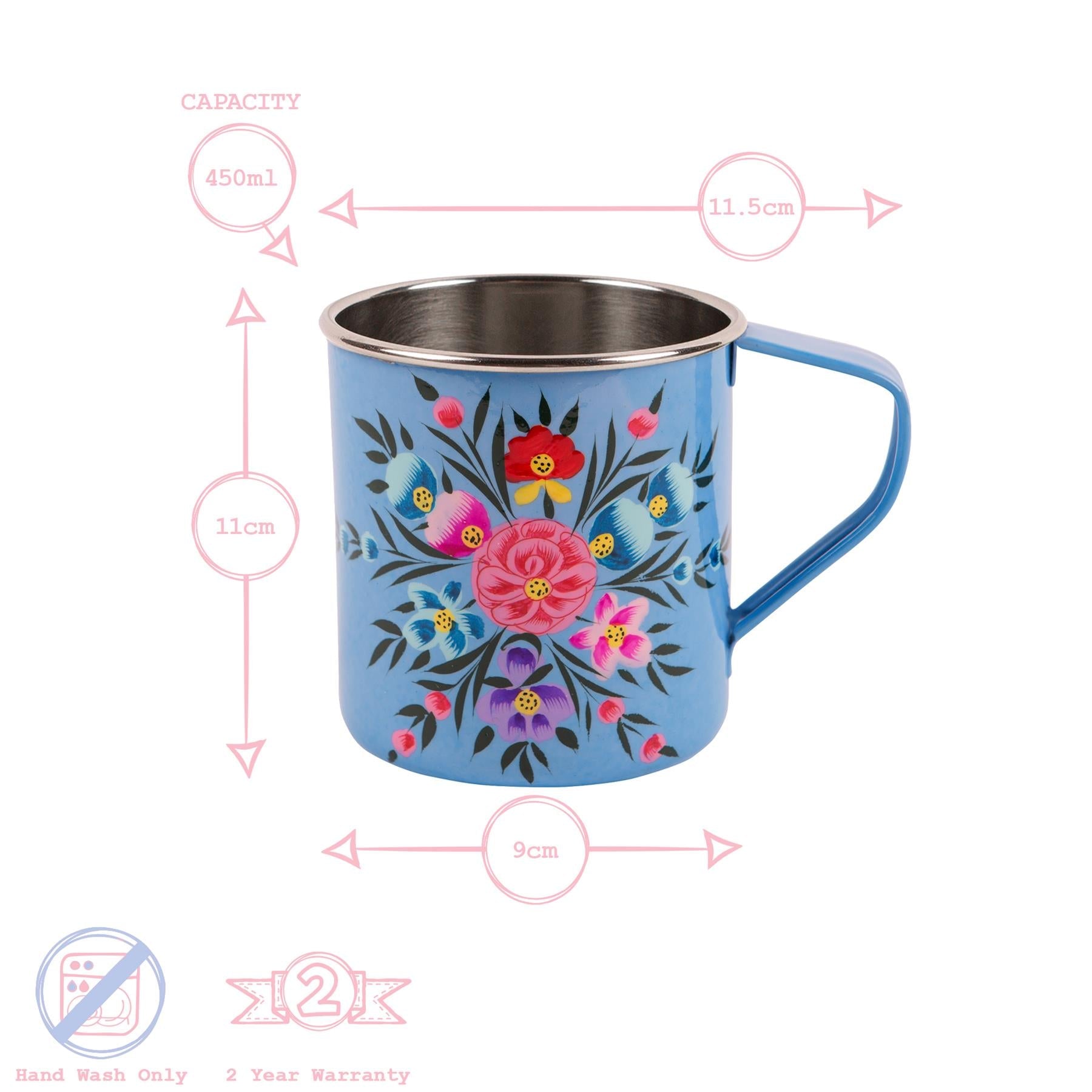 Pansy 450ml Hand-Painted Camping Mug